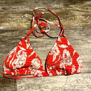 Orange Floral Bathing Suit Top
